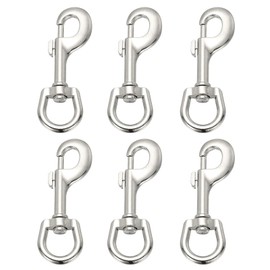 PATIKIL 6Pcs Flag Swivel Snap Clips, 4.1 Inch Heavy Duty Alloy Flag Pole Snaps Hooks Stainless Flagpole Accessories for Rope Hardware Key Chain Leash Leather Craft, Silver Tone