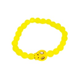 Frosted Yellow Stretch Bracelet with Skull Adornment