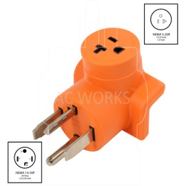 AC WORKS 30 Amp 4-Prong Dryer Wall Outlet Adapter (To Household 15/20A Oulet)