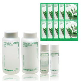 Innisfree Green Tea Hyaluronic Acid 2-piece set + 10 green tea masks free / 이니스프리 그린티 히알루론산 2종세트+그린티 마스크10매증정