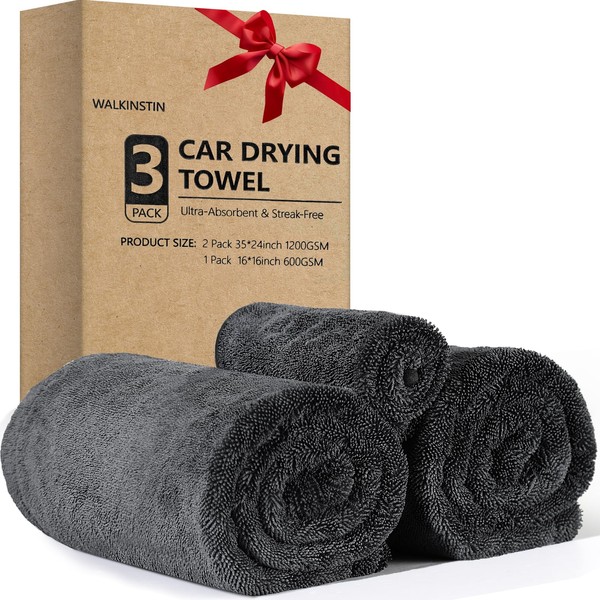 3-Pack 1200 GSM Car Drying Towels – Microfiber Towels for
