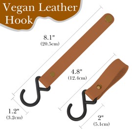 Linkidea Fence Hooks for Water Bottle Compatible with Owala FreeSip 24oz 32oz Vegan Leather S Shaped Hook Hanger for Sports Camping Orange Brown 4 Pack