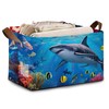 Shark Pattern Storage Basket Large 17x11.5x10.5 Inches -Collapsible Fabric Organizer