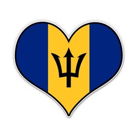 Squiddy Barbados Heart Flag - Vinyl Sticker Decal for Phone, Laptop, Water Bottle (3" Wide)