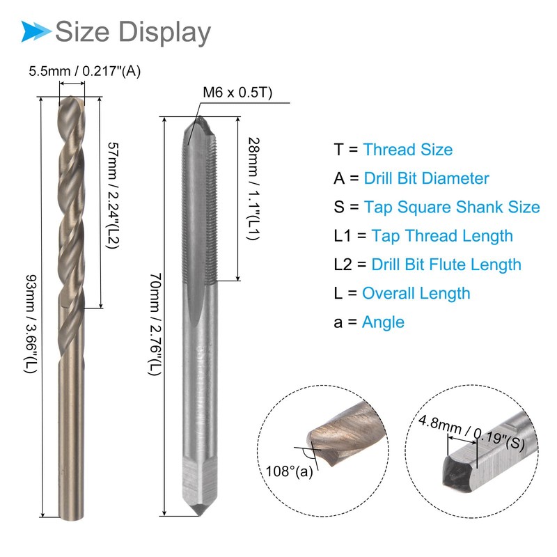 CoCud Tap and Drill Bit Set M6 x 0.5 Tap