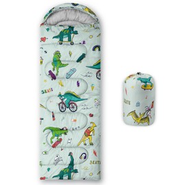 Sleeping Bags for Adults Kids,Backpacking Camping Sleeping Bag for Girls Boys Lightweight Waterproof Cold/Warm Weather Sleeping Bag for All Season (Sport Dino, Single -31.5x90.5)