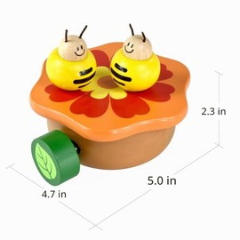 Mecanismo de caja de música de madera I'm - Insecto bailando Rock n Roll en flor tocando Minueto No.3 para niños (abeja)