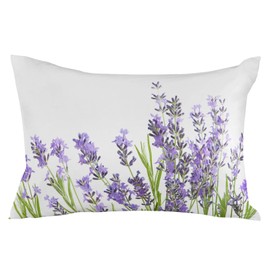 T&H XHome Pillow Covers 12x20 Inch Lavender Flower Pattern Purple Soft Brushed Microfiber Pillowcases with Hidden Zipper Closure Bed Pillow Shams for Bedroom Sofa Car