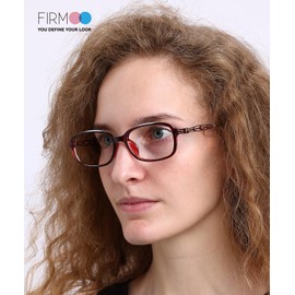 Firmoo Blue Light Filter Glasses Women Men Rectangular Frame Retro Hollow Design Anti Blue Light Anti-Reflective Nerd Glasses, Burgundy red