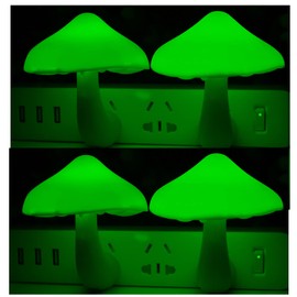 AUSAYE 4 Pack Plug in Night Light, Mushroom Light LED Nightlights for Kids, Adults, Bedroom, Bathroom,Hallway, Stairs, Kitchen Green