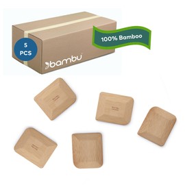 Bambu Pack of 5-2.75 Inch Bamboo Pot Scrapers, Biodegradable Eco-friendly Products, Cleans Kitchen Pans, Removes Food Effectively, Compostable