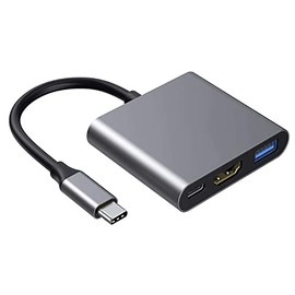 Adaptador USB C a HDMI, USB tipo C digital AV multipuerto, 3 en 1 hub Thunderbolt 3 convertidor a HDMI 4KUSB 3.0USB-C puerto de carga rápida,...      