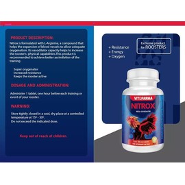 NITROX FOR ROOSTER OXIGENATOR FOR CHICKEN, HEN 100 TAB VITOFARMA (PARA GALLOS)