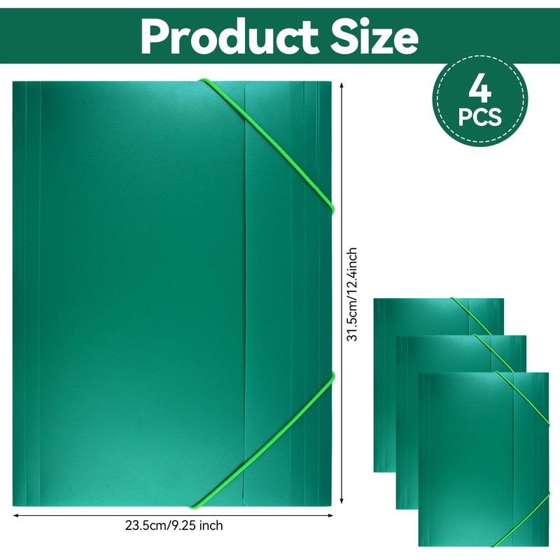 Pack of 4 A4 Corner Folder with 3 Flaps and