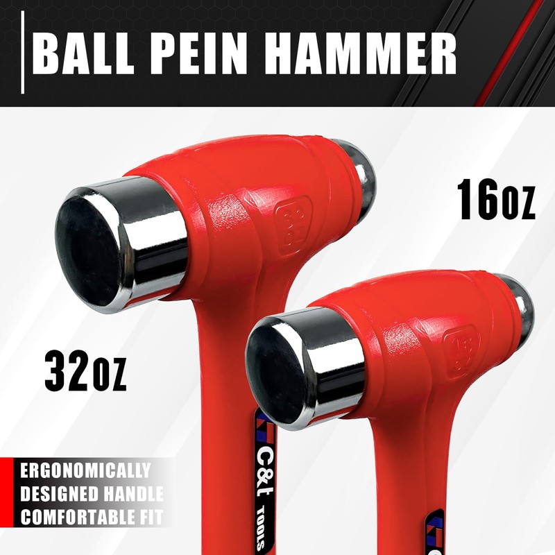 C&T 5-Piece Hammer Set, 16oz Ball Peen Hammer | 32oz