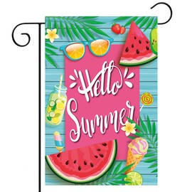 Hello Summer Watermelon Garden Flags for Outside 12x18 Double Sided Summer Tropical Hawaii Beach Vertical Garden Yard Flags Pool Home Summer Garden Decor Decorations Outdoor