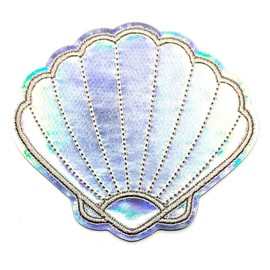 Kleenplus Beautiful Pearl Seashell Mermaid Cartoon Patch Shells Embroidered Applique Craft Handmade Baby Kid Girl Women Clothes DIY Costume Accessory Decorative Repair Patches