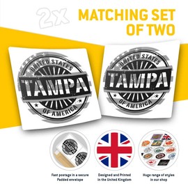 2 x 7.5cm Square Vinyl Stickers - Tampa Bay Florida USA American Flag Decals 40540