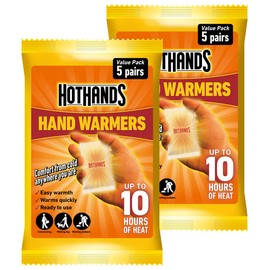 HOTHANDS Hand Warmers Value Pack - Pack of 2 (5 pairs each) - 10 hours of heat - Air activated - Ready to use