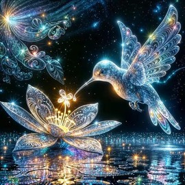 5D Diamond Painting Hummingbird - Diamond Art Set in Bird Shape for Adults, Gemstone Crafts for Beginners, DIY Diamond Painting with Full Diamonds, Suitable for Wall Decoration at Home, 30 x 30 cm