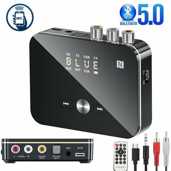 Unbranded USB Bluetooth 5.0 Transmitter Receiver Wireless NFC to 2RCA