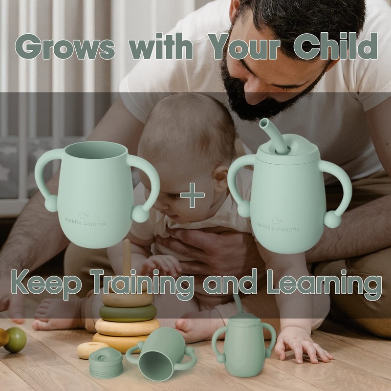 Cuddle Campus 100% Silicone Baby Training Cup, Shatterproof Toddler Sippy