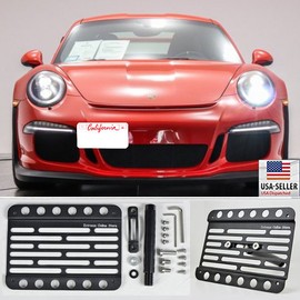 for 2014-Up Carrera 911 991, GT3 only ( Without PDC ) - Front Bumper Tow Hook License Plate Bracket RELOCATOR Relocation Adaptor Holder Kit
