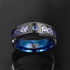VAKKI 8mm Black Tungsten Ring for Men Blue CZ Wedding
