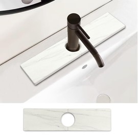 STARGAZ Faucet Mat for Kitchen Sink, Stone Sink Splash Guard, Diatomite Quick Drying Tray, Kitchen Faucet Absorbent Mat, Super Absorben, Drying Mat for Kitchen Bathroom (Marble-white, 15.7''×3.9'')