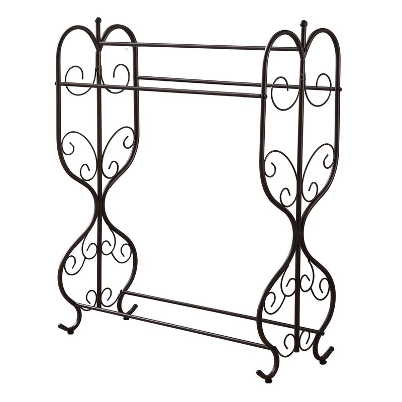 Kings Brand Furniture - Freestanding Pewter Metal Towel Rack Stand