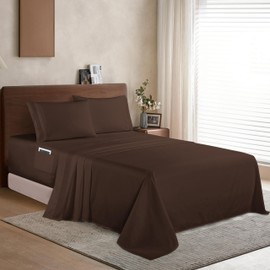 Elegant Comfort 4-Piece Bed Sheet Set Luxury 1500 Thread Count Egyptian Quality Wrinkle,Fade and Stain Resistant% 100 HypoAllergenic, King Chocolate Brown