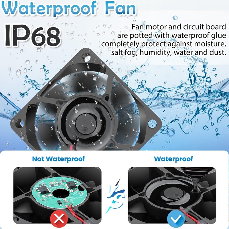 GDSTIME 60mm x 25mm 12V DC IP68 Waterproof Fan Dual