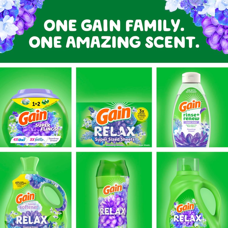 Gain Super Flings Laundry Detergent Pacs, 18 Count, Dewdrop Dream