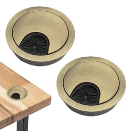 2Pcs Desk Grommet 60mm Desk Cable Grommets Computer Desk Metal Cable Hole Cover Zinc Alloy Desk Plug Hole Cover for Home and Office Desktop Cable Organizer