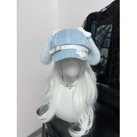 ZYOOFOV Mine Type Newsboy Hat Cap Unisex With Brim Dog Ears Buckle Star Decoration Angel Neighborhood Gothic Style Sick Type Cute Subculture Street Style Rock UV Cut Sunscreen Small Face Effect, blue