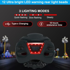 Gudook Bike Helmet with Light - Bicycle Helmets for Men - Women Adult with LED Rear Lights Adjustable Cycling Helmet for Urban Commuter Mountain Road Biker