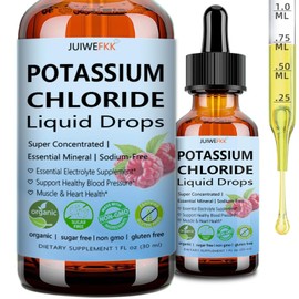 Potassium Chloride Liquid Drops, Highly Absorbable Potassium Salt Substitute, Liquid Potassium 99 mg Supplement for Electrolyte Fluid Balance Muscle Heart Blood Pressure Health Non-GMO, 30 Serving