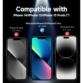 MAGIC JOHN 2 Pack for iPhone 13/13Pro/14/16e 6.1 inch Privacy Glass Screen Protector, Auto Dust-Elimination, Bubble Free, Easy Installation