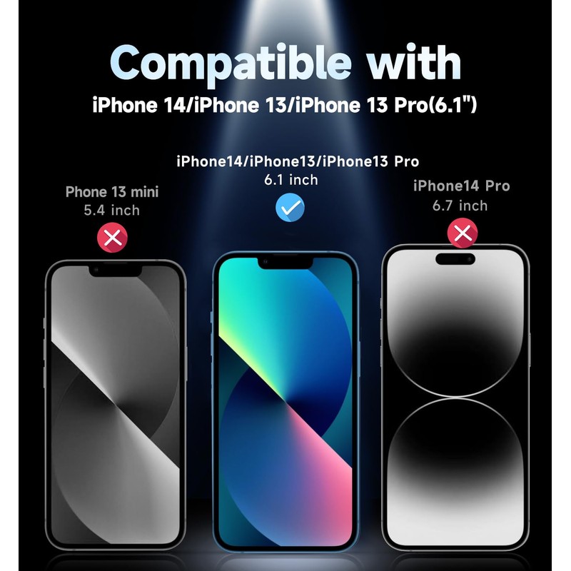 MAGIC JOHN 2 Pack for iPhone 13/13Pro/14/16e 6.1 inch Privacy