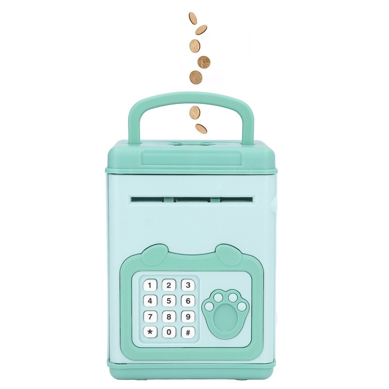 Fingerprint Password Cash Piggy Bank for Kids Auto Scroll Paper