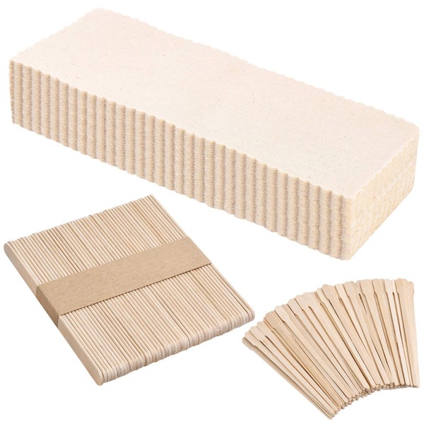250 Pieces Muslin Waxing Strips Sticks Kit for Hair Waxing Hair Removal Including 100 Natural Muslin Epilating Strips and 150 Wax Applicator Sticks for Body Facial Women Men
