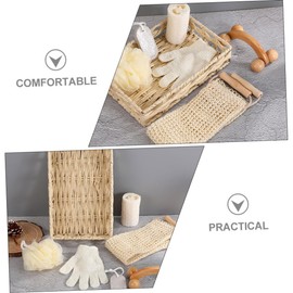 KOMBIUDA Body Scrubber and Foot File Bath Accessories for Men and Women Travel Portable Kit with Natural Jute and Wooden Handle Deep Cleansing Foot Stone for Exfoliating Skin