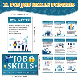 Outus 11 Pcs Job Skills Posters High School College Classroom Decorations Essential Qualities Employers Seek Career Posters Graduation Educational Bulletin Board for Workplace Teacher Supplies