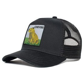 Z Zelvox, Adjustable Snapback Mesh Trucker Hat, Capybara Black Cap, Mesh Baseball Cap, Capybara Embroidered Trucker Hat, Unisex (Chevere)