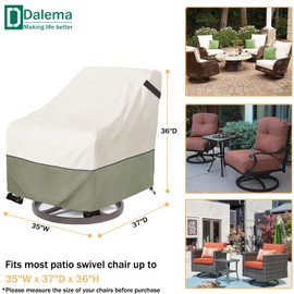 Dalema Outdoor Swivel Chair Cover 2 Pack,600D Heavy Duty 100% Waterproof Outdoor Chair Covers,Patio Furniture Covers for Swivel Patio Chairs,35" W x 37" D x 36" H,Beige