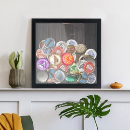 GraduationMall 8x8 Shadow Box Frame with Slot,Wine Cork Ticket Stub Shells Memory Box,Top Loading Display Case Memento Keepsake Storage Box Black