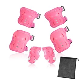 GWAWG Kids Sports Protective Knee and Elbow Pads, 6Pcs Protective Adjustable Wrist Pads Gear Set With Mesh Bag for Skateboard, Roller Skating, Bicycle