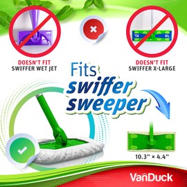 VanDuck Reusable 100% Cotton Mop Pads Compatible with Swiffer Sweeper (8-Pack), Terry Cloth Mop Covers Washable for Wet Mopping and Floor Cleaning (Handle is Not Included)