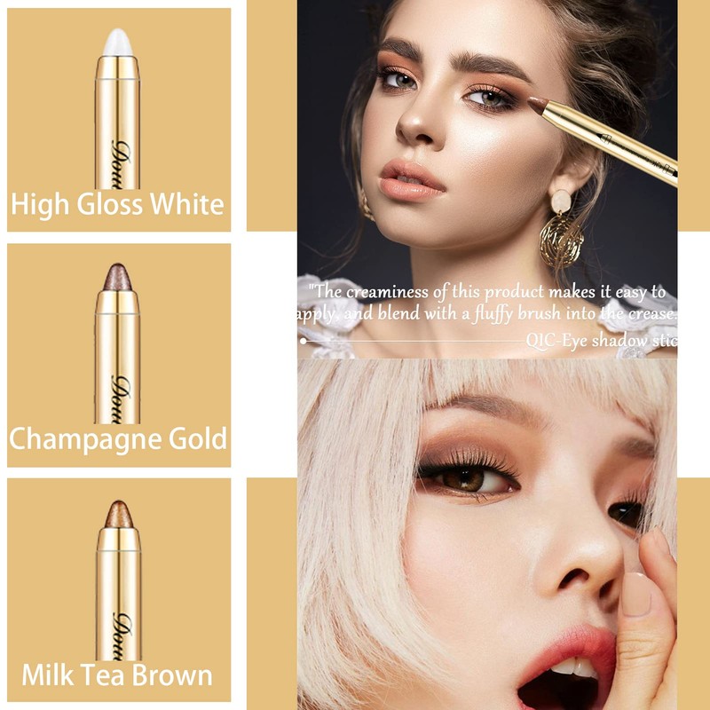 Eyeshadow Stick Set, 3 Colours Eyeshadow Pen, Eyeshadow Stick Glitter,