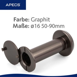 APECS Door Viewer with Privacy Screen for Door 50-90 mm Drill Hole Diameter 16 mm Graphite Colour Door Viewer Cover Model 6016/50-90-GRF